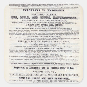 Adesivo Quadrado Serviços do emigrante da propaganda de poster