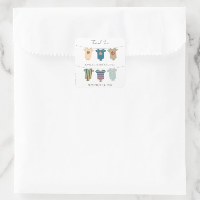 Adesivo Quadrado Sesame Pals Bodyfatos Chá de fraldas Obrigado (Bolsa)