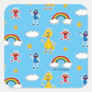 Adesivo Quadrado Sesame Pals Rainbow Doodley Patterno
