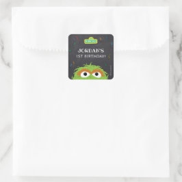 Adesivo Quadrado Sesame Street | Aniversário de Oscar Quadro Negro