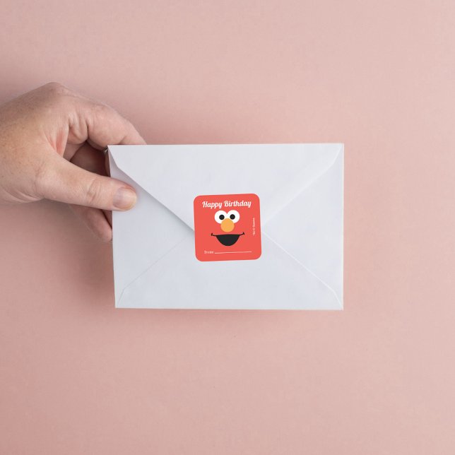 Adesivo Quadrado Sesame Street Elmo | Um Presente De - Aniversário  (Sticker on envelope)