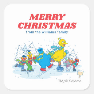 Adesivo Quadrado Sesame Street Inverno Feliz Natal