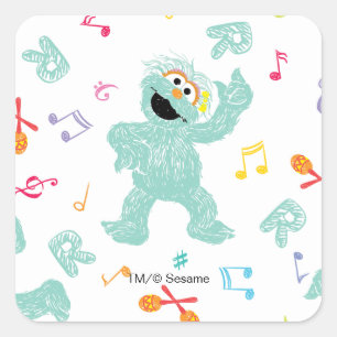 Adesivo Quadrado Sesame Street Rosita Padrão de rabiscos de músic