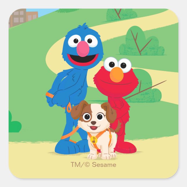 Adesivo Quadrado Sesame Street | Tango com Grover e Elmo (Frente)