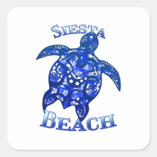 Adesivo Quadrado Sesta Beach Flórida: Tartaruga Tribal