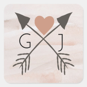 Adesivo Quadrado Seta Romântica Rústica e Doente do Casamento Car