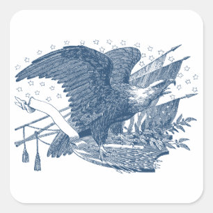 Adesivo Quadrado Setas gritando patrióticas da bandeira de Eagle