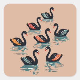 Adesivo Quadrado Sete Swans A Nadar Estilo de Estilo de Corte 3