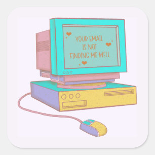Adesivo Quadrado Seu E-mail Não Me Encontra Bem Engraçado Retro
