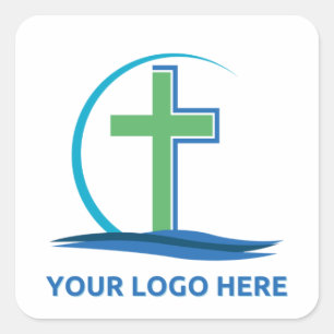 Adesivo Quadrado Seu logotipo aqui Marketing da Igreja Personalizad