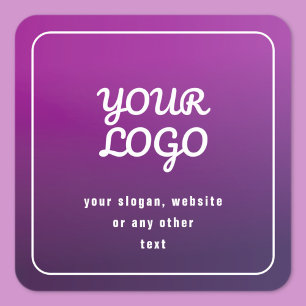Adesivo Quadrado Seu Logotipo & Estilo Ombre Roxo Claro ao Escuro