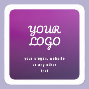 Adesivo Quadrado Seu Logotipo & Estiloso Gradiente de Luz para Roxo