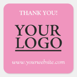Adesivo Quadrado Seu logotipo, nome e promoção do site, rosa