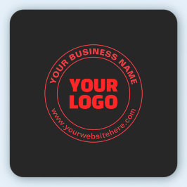 Adesivo Quadrado Seu logotipo ou imagem e texto editável, vermelho 