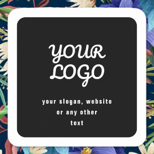 Adesivo Quadrado Seu Logotipo & Slogan ou outro texto Preto & Bra