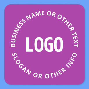 Adesivo Quadrado Seu Logotipo & Texto Personalizável Violeta Roxo