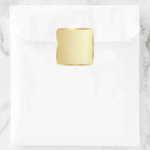 Adesivo Quadrado Seu Modelo de Texto Personalizado Dourado Fundo Br