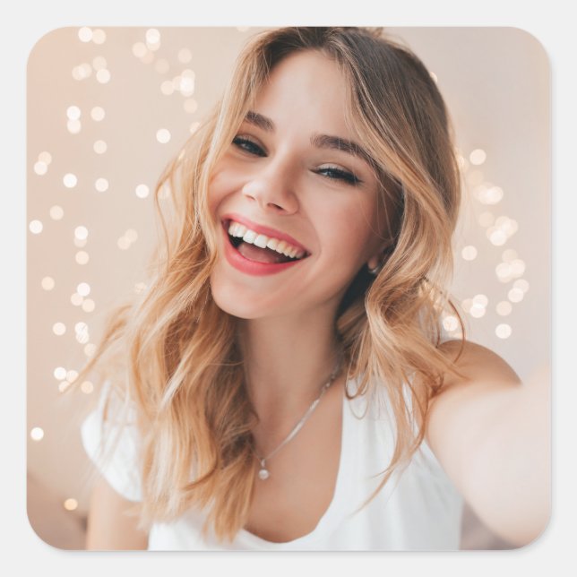 Adesivo Quadrado Seu rosto no aniversário (Frente)