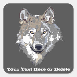 Adesivo Quadrado Seu texto/Colorido Lone Wolf Legal Cinza Animal