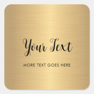 Adesivo Quadrado Seu Texto Personalizado Elegante Olhar Metálico Do