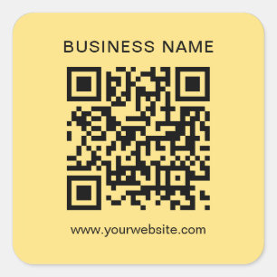 Adesivo Quadrado Seu texto personalizado, preto e Dourado, código Q