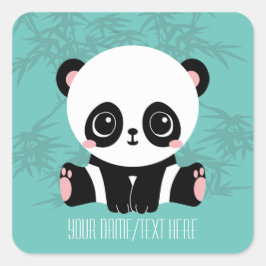 Adesivo Quadrado Seu Urso de Cartoon de Texto/Cores em Bambu