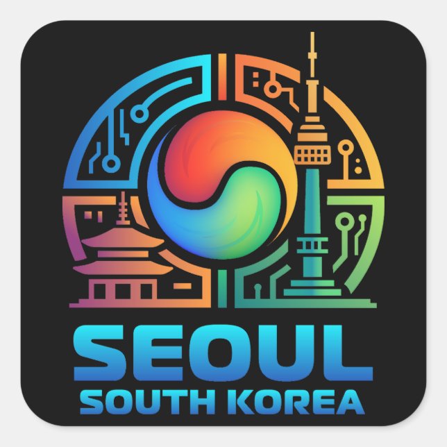 Adesivo Quadrado Seul Coreia do Sul (Frente)