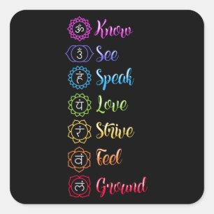 Adesivo Quadrado Seven Chakra Om Yoga