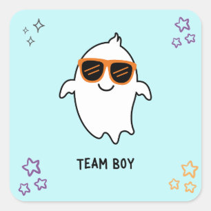 Adesivo Quadrado Sexo de Halloween Reveal Boy Ghost Votando Sticker