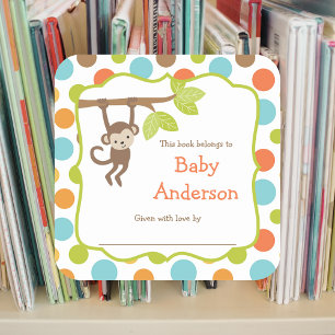 Adesivo Quadrado Sexo Neutro Boletins para Bebês Macacos