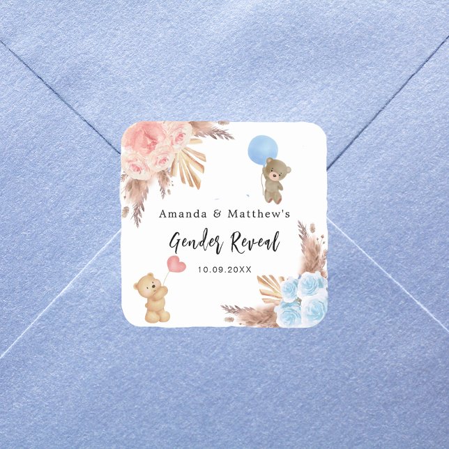 Adesivo Quadrado Sexo revelado pelo partido Pampas Teddy Urinista (Criador carregado)