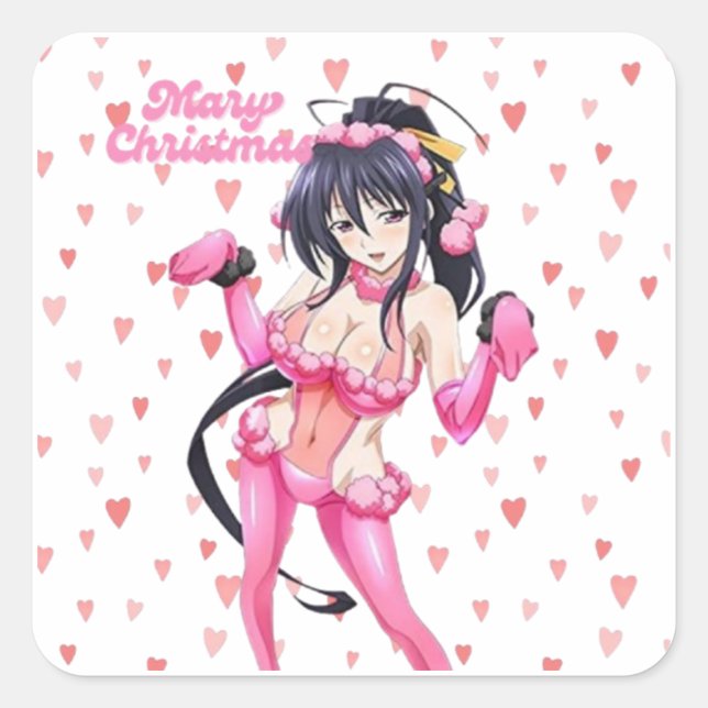 Adesivo Quadrado Sexy Santa Marry Cristmas Pink Heart Anime Diva (Frente)
