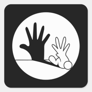 Adesivo Quadrado Shadow Figure Rabbit Animal Welfare Amante de os a