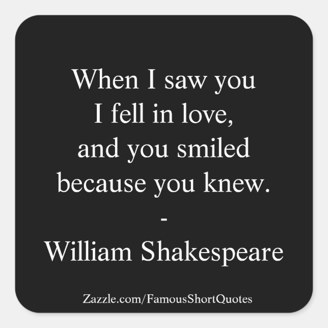 Adesivo Quadrado Shakespeare - Eu Me Apaixonei (Frente)