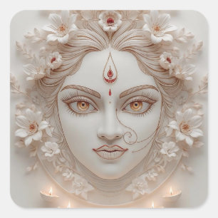 Adesivo Quadrado Shakti no interior - Ilustração mínima do Devi