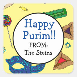 Adesivo Quadrado Shaloch Manot Yellow Square Sticker