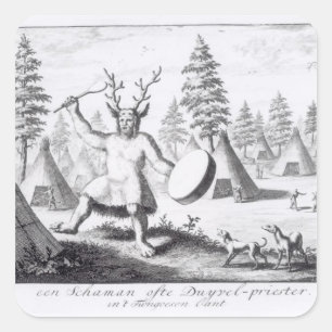 Adesivo Quadrado Shaman Americano Nativo