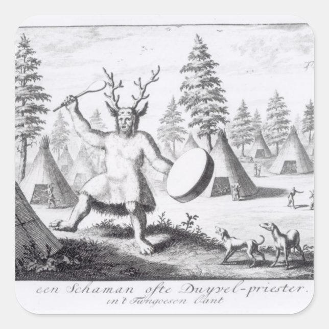 Adesivo Quadrado Shaman Americano Nativo (Frente)