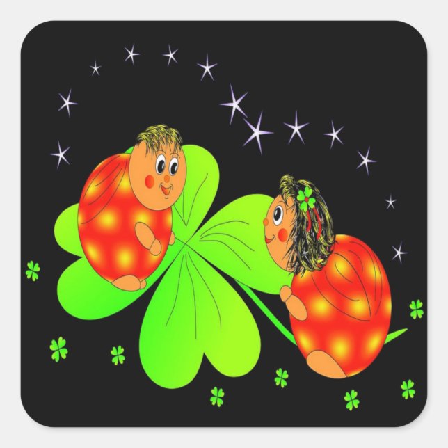 Adesivo Quadrado Shamrock de Ladybird (Frente)