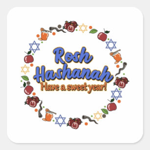 Adesivo Quadrado Shana Tova Rosh Hashaná Feriado do Ano Novo Judaic