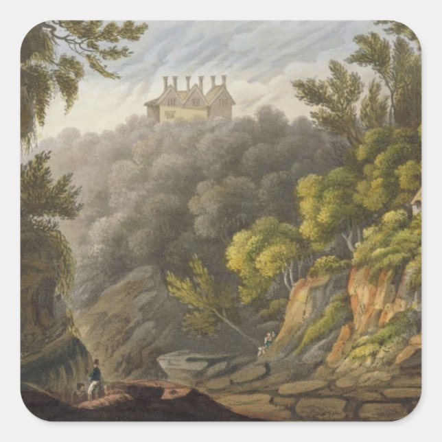 Adesivo Quadrado Shanklin Chine, do Ilustro da Ilha de Peso (Frente)