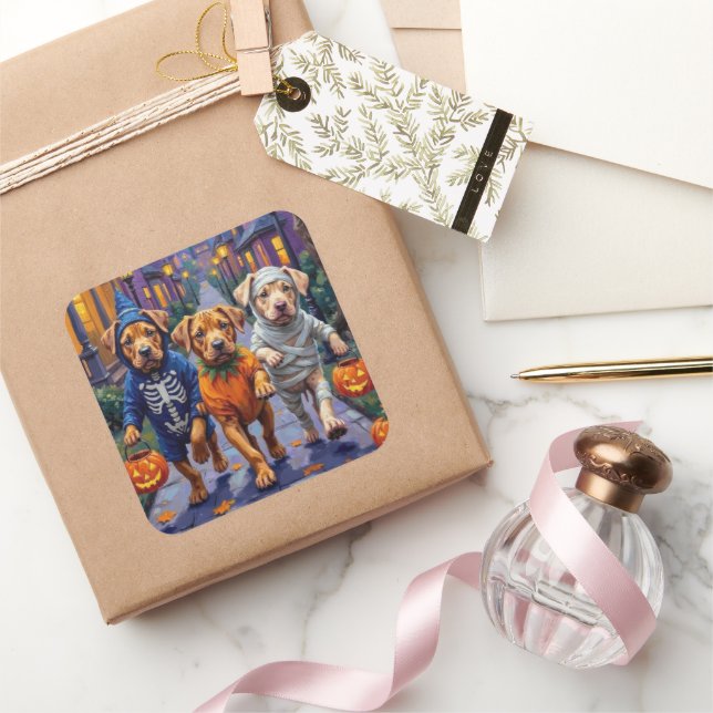 Adesivo Quadrado Shar Pei Dogs Trick-or-Treating Halloween Costumes (Presentear)