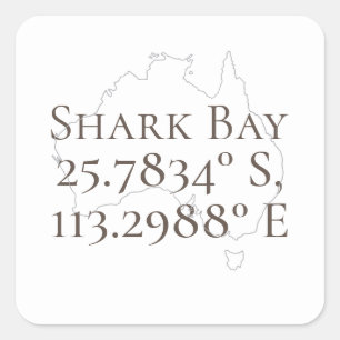 Adesivo Quadrado Shark Bay Austrália Latitude & Longitude