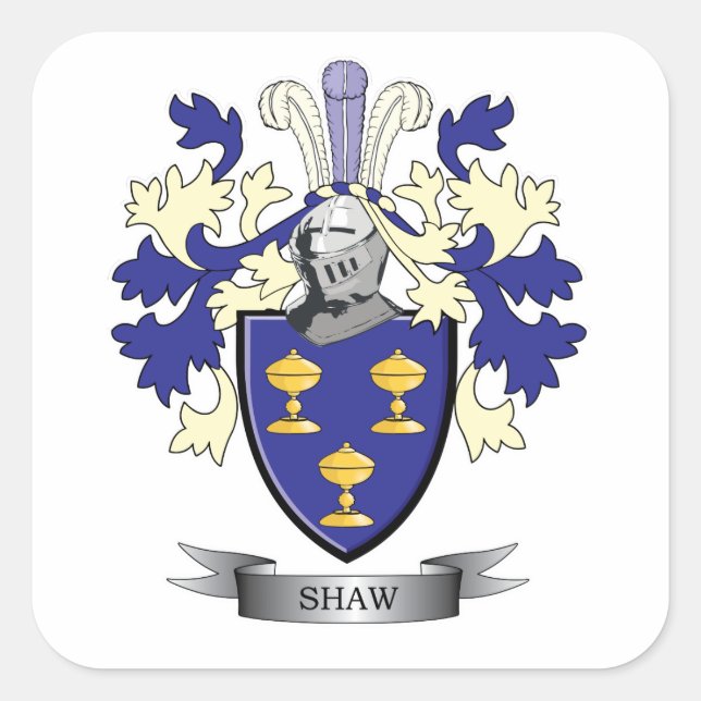 Adesivo Quadrado Shaw Family Crest Casaco de Braços (Frente)