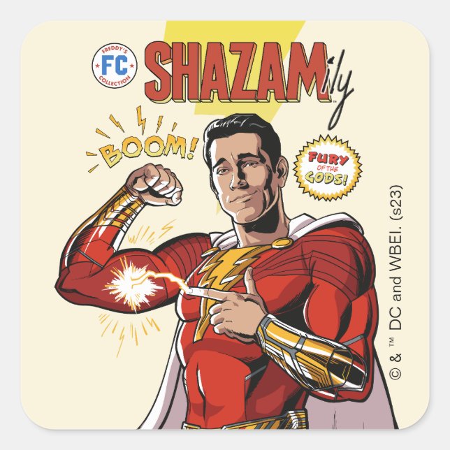 Adesivo Quadrado SHAZAM! Fury of the Gods | Cobrir SHAZAMily Comic (Frente)