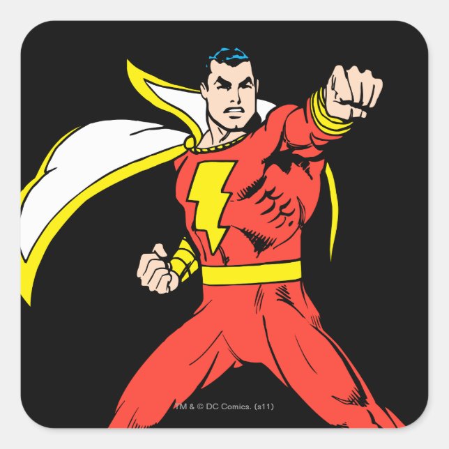Adesivo Quadrado Shazam Pronto para Lutar (Frente)