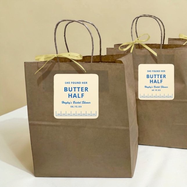 Adesivo Quadrado She Found Her Butter Half Bridal Shower (Criador carregado)