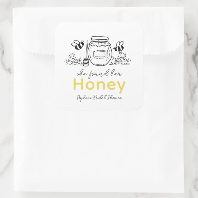 Adesivo Quadrado She found her Honey Hand-drawn Bridal Shower (Bolsa)