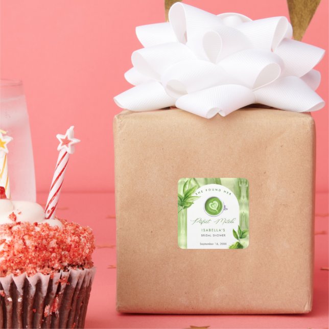 Adesivo Quadrado She Found Her Perfect Matcha Elegant Bridal Shower (Festa)
