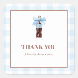 Adesivo Quadrado She Is Ready to Pop Blue Soda Pop Baby Shower